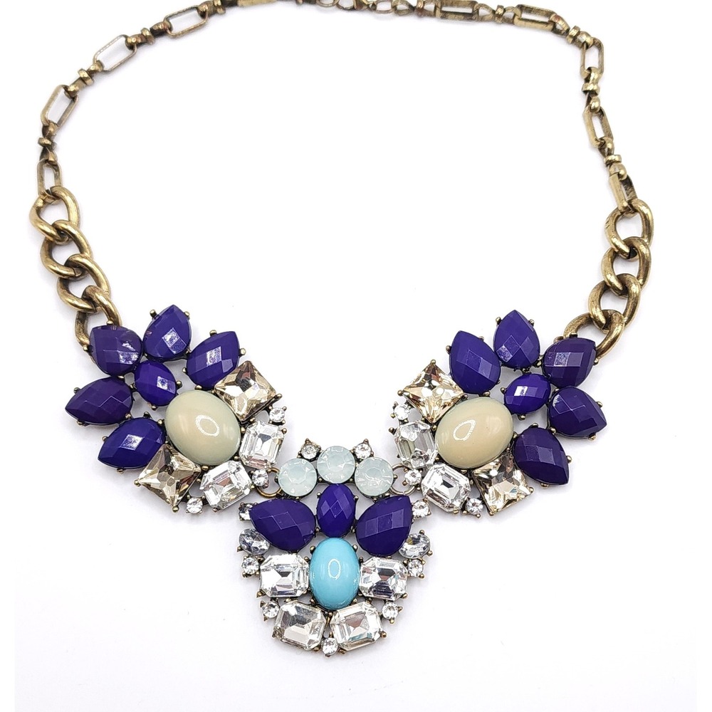 Purple Rhinestone‎ Bib Necklace Floral Statement